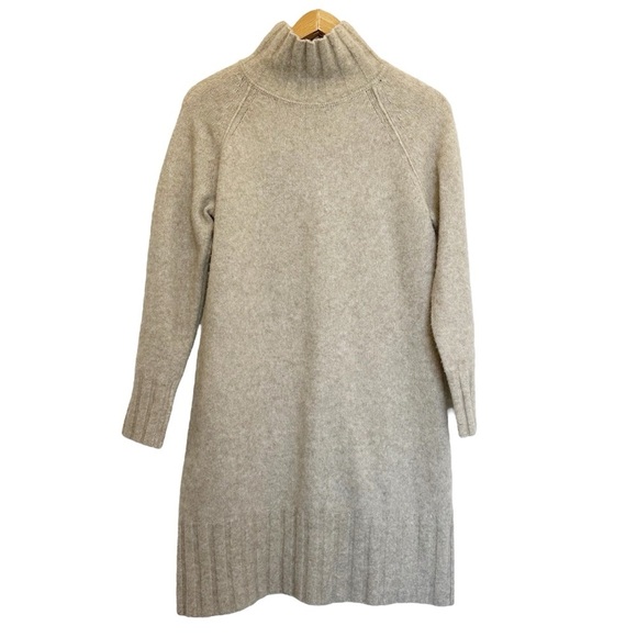 Banana Republic NWT Mock Neck Sweater Dress Heather Wheat Tan Wool Blend Shift - Picture 4 of 12